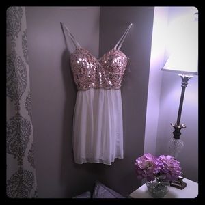 White/Pink Sequin Cocktail Dress [never worn]